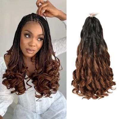 French Curly Braiding Hair 12 Inch 8 Packs - Pre Stretched Bouncy Braiding Hair- Loose Wavy Synthetic Hair Extensions For Black Women (12 inch 8 packs OT30)