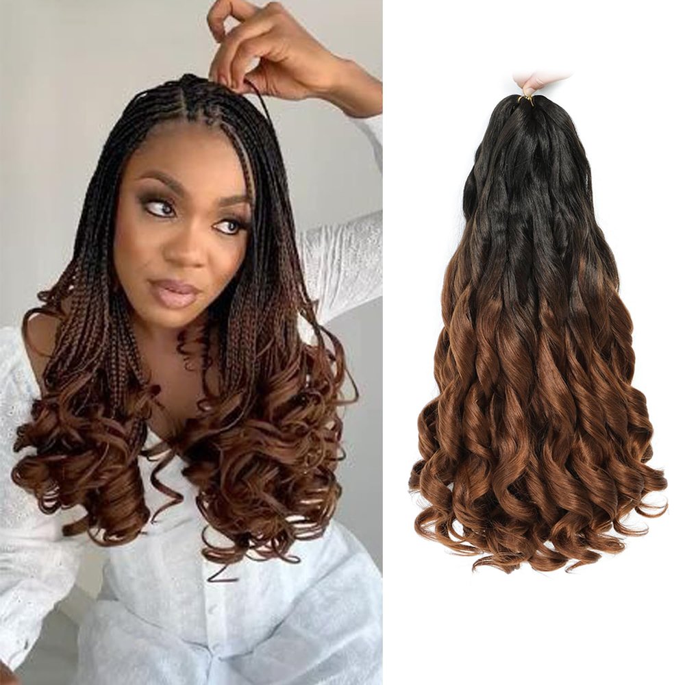 French Curly Braiding Hair 12 Inch 8 Packs - Pre Stretched Bouncy Braiding Hair- Loose Wavy Synthetic Hair Extensions For Black Women (12 inch 8 packs OT30)