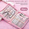 26Pcs Manicure Set Stainless Steel Nail Clippers Cuticle Nipper Pedicure Care Tool Dead Skin Scissor Cleaning Grooming Kit (Color : A Size : 15.512cm) (B 15.5 * 12cm) view 3