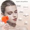 Beomeen Face Brush 2 in 1, Silicone Facial Cleansing Exfoliating Brush Soft Bristles Pore Deep Cleansing Manual Dual Face Wash Scrub Brush for Massaging, Makeup Skincare Removal, Fluorescent Orange view 4