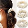 Fashey Pearl Hair Tie Flower Scrunchies Fancy Ponytail Holder Decorative Hair Accessories for Women view 1