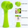 Beomeen Face Brush 2 in 1, Silicone Facial Cleansing Exfoliating Brush Soft Bristles Pore Deep Cleansing Manual Dual Face Wash Scrub Brush for Massaging, Makeup Skincare Removal, Fluorescent Green view 3