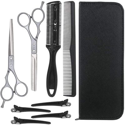 8 in 1 Hairdressing Scissors Set,Stainless Steel Scissors Hair Cutting Scissors Thinning Cutting Comb Hair Clips, Blue