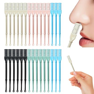 30 Pcs Nasal Hair Trimmer, Nostril Hair Remover Tool, 360 Rotating Nose Hair Cutter, Double Sided Nose Hair Knife, 2-in-1 Manual Nose Hair Trimmer with Ear Picker, for Women for Men(Mix Color)