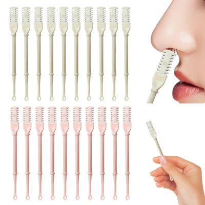 20 Pcs 2-in-1 Manual Rotary Nasal Hair Trimmer with Ear Picker, 2024 New Portable Nose Hair Cleaner, 360 Rotating Nose Hair Cutter, Nostril Hair Remover Tool for Women for Men(10Beige 10Pink)