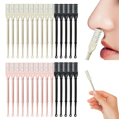 G GENLEAS 30 Pcs Nasal Hair Trimmer, Nostril Hair Remover Tool, 360 Rotating Nose Hair Cutter, 2-in-1 Manual Nose Hair Trimmer with Ear Picker, for Women for Men(10Beige 10Pink 10Black)