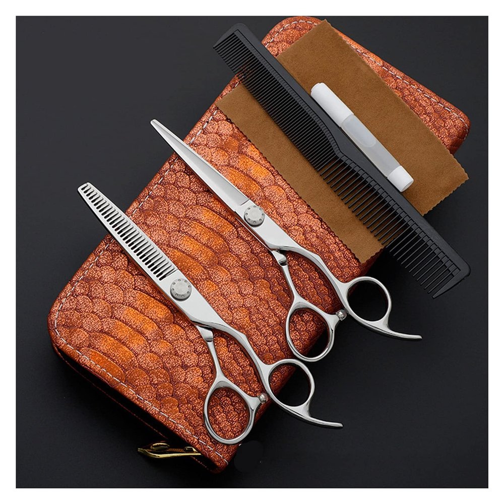 6.0 Inch Hair Cutting Tool Set, Hand-Shaped Handle Hairdressing Scissors, Barber Scissors, Flat Scissors, Tooth Scissors, Set Hair Cutting Shears