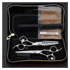 6.0 Inch Hair Cutting Tool Set, Hand-Shaped Handle Hairdressing Scissors, Barber Scissors, Flat Scissors, Tooth Scissors, Set Hair Cutting Shears view 3
