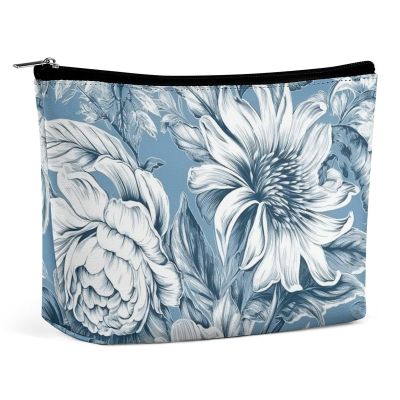 NTVOWPZO Makeup Bag Cosmetic Bag Travel Makeup Bag Floral Blue And White Toiletry Bag for Women Travel Essentials