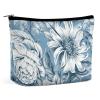 NTVOWPZO Makeup Bag Cosmetic Bag Travel Makeup Bag Floral Blue And White Toiletry Bag for Women Travel Essentials view 1