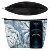 NTVOWPZO Makeup Bag Cosmetic Bag Travel Makeup Bag Floral Blue And White Toiletry Bag for Women Travel Essentials view 3