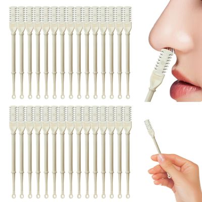 30 Pcs Nasal Hair Trimmer, Nostril Hair Remover Tool, 360 Rotating Nose Hair Cutter, Double Sided Nose Hair Knife, 2-in-1 Manual Nose Hair Trimmer with Ear Picker, for Women for Men(30Beige)