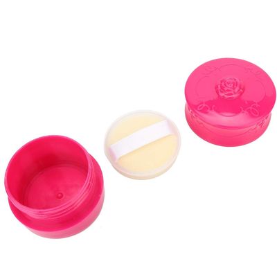 Loose Powder Container, Powder Container Vintage Rose Empty Makeup Loose Powder Dispenser Box Powder Dispenser with Powder Puff for Women and Girls Makeup (Roseate Red)