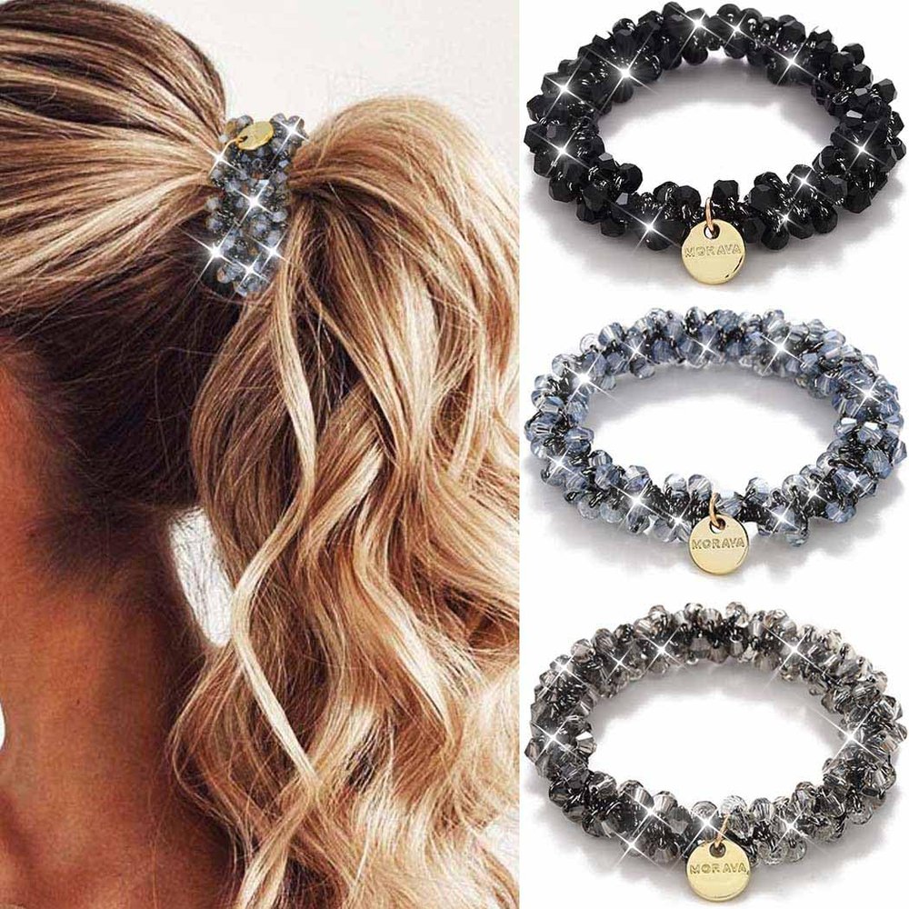 Fashey Ponytail Holders Sparkly Hair Ties Rhinestone Scrunchie Hair Accessories for Women (Type A)