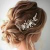 Aluinn Flower Wedding Brides Hair Comb Pearl Hair Piece Bridal Rhinestone Hair Accessories for Women Brides and Bridesmaids (silver) view 2