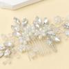 Aluinn Flower Wedding Brides Hair Comb Pearl Hair Piece Bridal Rhinestone Hair Accessories for Women Brides and Bridesmaids (silver) view 3