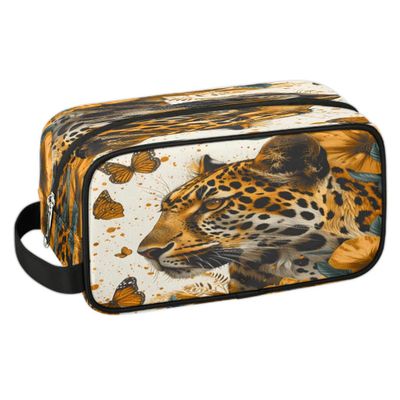 Pardick Leopard Butterfly Toiletry Bags for Traveling Travel Toiletry Bag for Women Men Water-resistant Makeup Bag Cosmetic Bag Toiletries Accessories