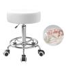 Rolling Stool With Heavy Weight Capacity 250lb, PU Leather Seat, Wheels and Footrest - Ultra Soft Padded, 360 Swivel for Spa, Drawing, Salon, Work, Office, Tattoo (White) view 1