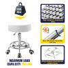Rolling Stool With Heavy Weight Capacity 250lb, PU Leather Seat, Wheels and Footrest - Ultra Soft Padded, 360 Swivel for Spa, Drawing, Salon, Work, Office, Tattoo (White) view 4