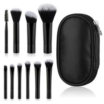 10 Pcs Mini Makeup Brush Set with Pouch Portable Travel Size Makeup Brushes Professional Small Eyeshadow Eye Lipstick Foundation Brush for Women Girls Brushes Blush Powder Eye Shadow