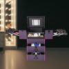 RibasuBB Rolling Makeup Case, Large Travel Makeup Case with Mirror - Rolling Cosmetics Case with Multiple Compartments and 360 Degree Wheels for Makeup Artist, Nail Tech, Hairstylist, Salon (Purple) view 4
