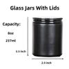 KIGITIK 6 pack 8oz Black Glass Jars and Plastic & Metal Lids, Refillable Thick Glass Jars For Candle, Storage, Spice, Liquid, Powder. (8oz Black) view 2