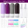 16pack Travel Bottles for Toiletries, TSA Approved LeakProof Squeezable Silicone Toiletry Containers for Shampoo, Conditioner, 3oz Portable Refillable Traveling Size Liquid Containers (16Pcs/Purple view 2