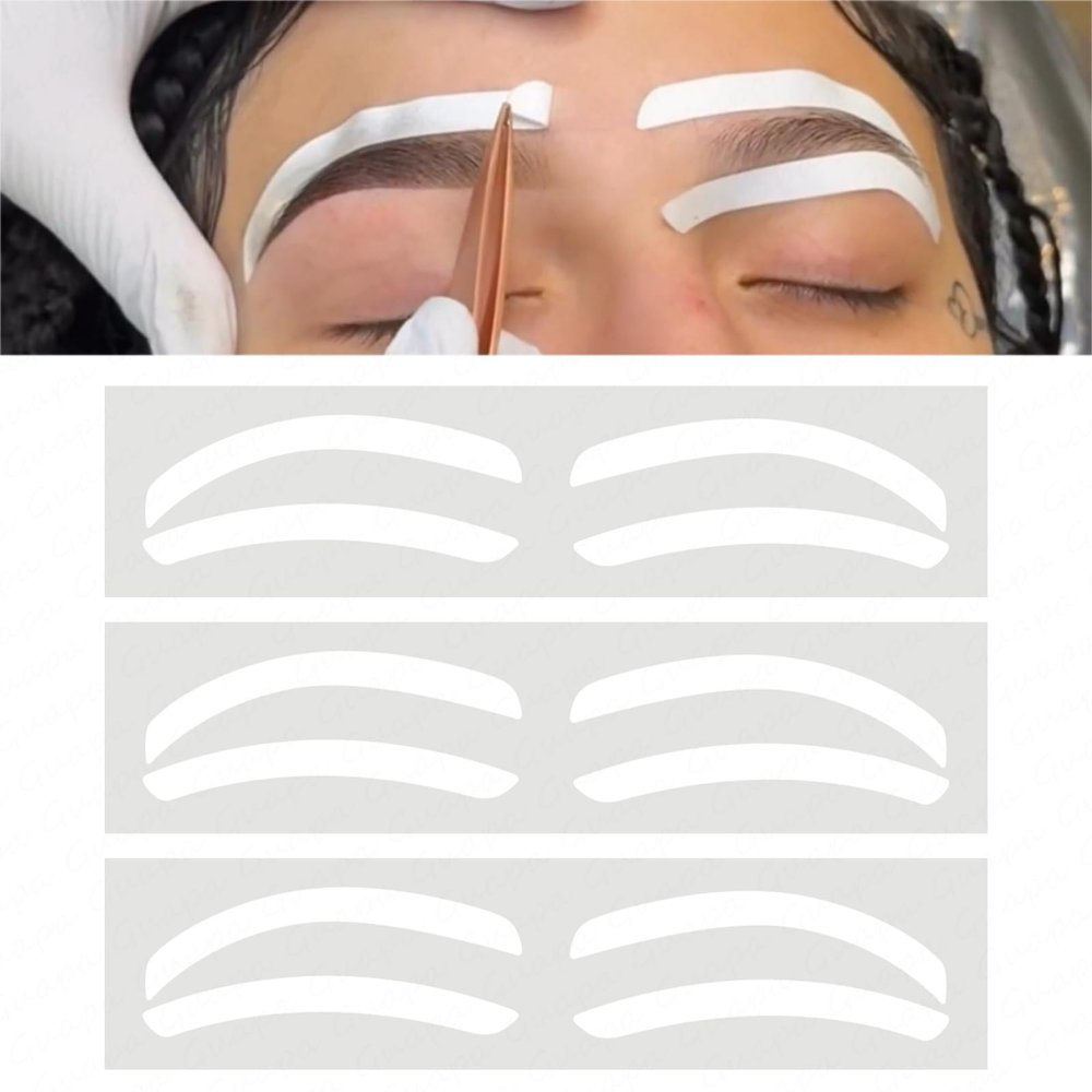 2 Bags Airbrush Eyebrow Design Stickers Stencils, Disposable Semi-permanent Auxiliary Stickers, Airbrush Brow Shaping Mapping Guide Tape Air Brush Templates for Tinting Makeup (C Type -2Bags- 20Pairs)