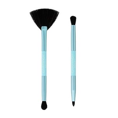 Scent Beauty Carmindy Dual Ended Eyeshadow Brush - 4-in-1 Eyeshadow & Highlighter Beauty Brushes with Soft Vegan Bristles - Compact Travel Makeup Brush