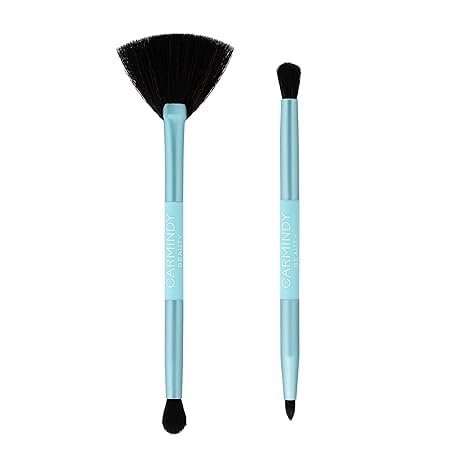 Scent Beauty Carmindy Dual Ended Eyeshadow Brush - 4-in-1 Eyeshadow & Highlighter Beauty Brushes with Soft Vegan Bristles - Compact Travel Makeup Brush