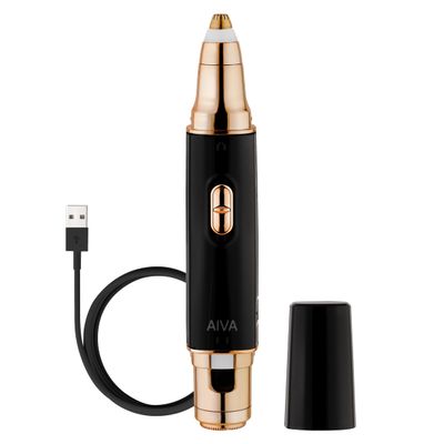 SPA SCIENCES AIVA: 2-in-1/Double Sided Facial Hair Remover & Eyebrow Trimmer USB Rechargeable with Built-in LED Lights