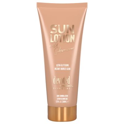 Devoted Creations Sun Lotion with Shimmer Ultra Glittering and Instant Bronze 6.76 oz (2-Pack)