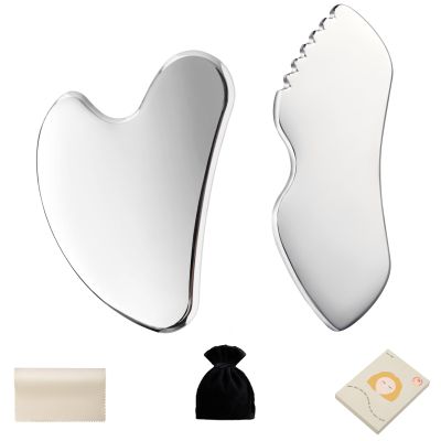 ALOYGUZ Stainless Steel Gua Sha Set Face Massager Metal Gua Sha Facial Tools Body Lymphatic Drainage Massager Guasha Sculpting Tool Skin Care Gifts for Women