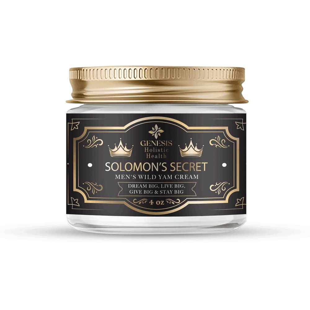 Genesis Solomon's Secret Men's Wild Yam Root Cream Organic Vitality Support for Men, Non-Toxic, Made in the USA Safe & Gentle Organic Formula for Skin and Wellness (4oz Jar)
