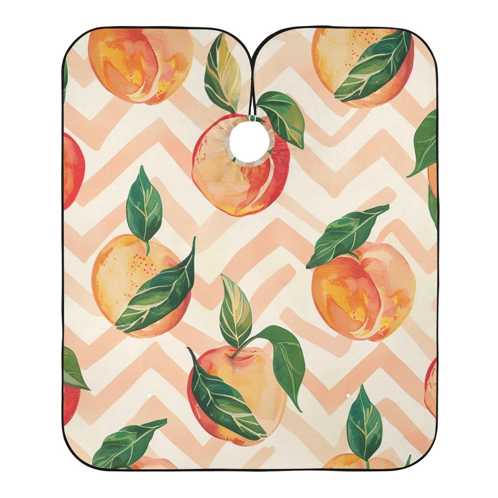 ALAZA Peaches Zigzag Geometric Barber Cape for Men Women, Waterproof Haircut Apron Beard Shaving Bib Hair Cutting Cloth 55 x 65 Inch