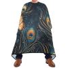 ALAZA Peacock Feather and Butterfly Barber Cape for Men Women, Waterproof Haircut Apron Beard Shaving Bib Hair Cutting Cloth 55 x 65 Inch view 2
