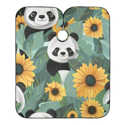ALAZA Cute Panda and Sunflowers Barber Cape for Men Women, Waterproof Haircut Apron Beard Shaving Bib Hair Cutting Cloth 55 x 65 Inch