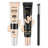 2 Pack Full Coverage Liquid Foundation,Moisturizing BB Cream Foundation Makeup Set with Foundation Brush,Oil Control Long Lasting Waterproof Concealer CC Cream Foundation for WomenNatural view 1