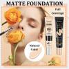 2 Pack Full Coverage Liquid Foundation,Moisturizing BB Cream Foundation Makeup Set with Foundation Brush,Oil Control Long Lasting Waterproof Concealer CC Cream Foundation for WomenNatural view 2