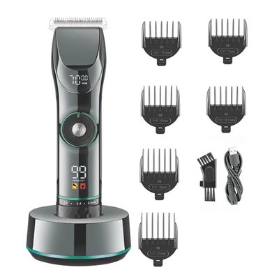15 Motor Speed Adjustable Hair Trimmer Beard Hair Clipper Electric Barber LED Display Trimer for Men with Base