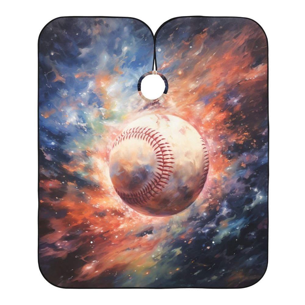 ALAZA Baseball in Space Barber Cape for Men Women, Waterproof Haircut Apron Beard Shaving Bib Hair Cutting Cloth 55 x 65 Inch
