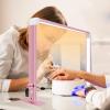 RYAZOZA Half Moon Nail Desk Lamp,Led Nail Tech Lamp,Led Manicure Desk Lamp,with 3 Color Temperature 4000k-6500k and Dimmable Brightness(Rose Pink) view 1