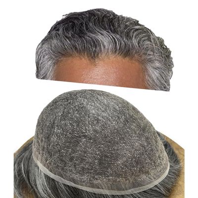 Right Hair Hair Toupee For Men Remy Human Hair Swiss Lace Mens Toupee Bleached Knot Hair Piece For Men Hair Replacement System Mens Hairpiece 7X9#1B60#1B Off Black+60% Grey 120% Density