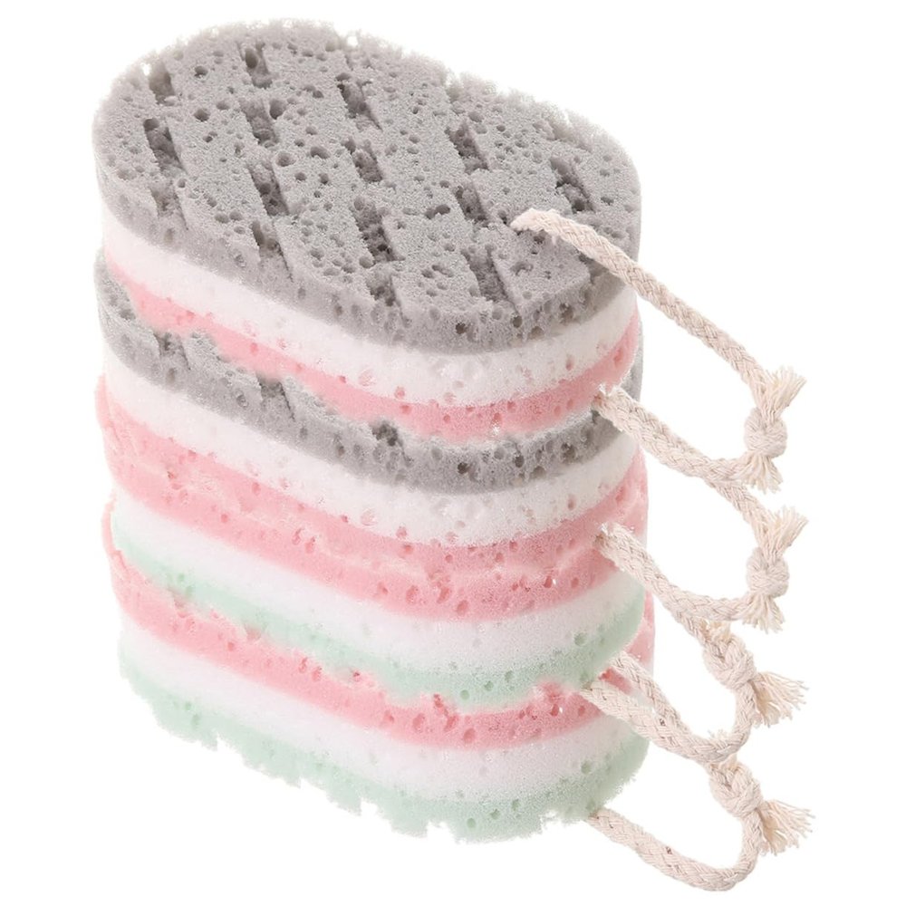 NOLITOY 8pcs Exfoliating Bath Sponge for Men and Women Strong Cleaning Dual-Sided Shower Scrubbers Gentle Massage and Deep Cleansing Tool Compact Easy to Store