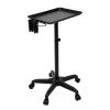 Tattoo Tray Rolling Trolley, Salon Rolling Tray Adjustable Height Utility Cart with 5 Rolling Casters Beauty Rolling Salon Tray Station Salon Stations for Hair Stylist Clinic Spa (Black w/Tool Holder) view 1