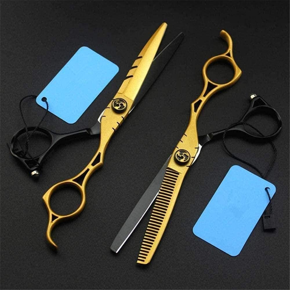 ERoomQ Hairdressing Scissor Professional Gold Hollow Hair Scissors Haircut Cutting Scissor thinning Shears Hairdressing Scissors Hair Cutting Shears