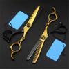 ERoomQ Hairdressing Scissor Professional Gold Hollow Hair Scissors Haircut Cutting Scissor thinning Shears Hairdressing Scissors Hair Cutting Shears view 1