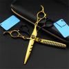 ERoomQ Hairdressing Scissor Professional Gold Hollow Hair Scissors Haircut Cutting Scissor thinning Shears Hairdressing Scissors Hair Cutting Shears view 2