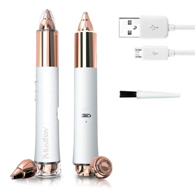 iMusthav 2 in 1 Eyebrow and Facial Hair Remover for Women Painless Flawless Electric Razor Epilator Trimmer Shaver with 18K Gold-Plated, USB Rechargeable, 360 LED for Eyebrow and Face Hair Removal