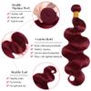 10 10 10 Inch Burgundy Bundle 99J Body Wave Human Hair Bundles Brazilian Virgin Hair 99J Red Bundles Wine Red Body Wave Bundle Hair Extensions view 3